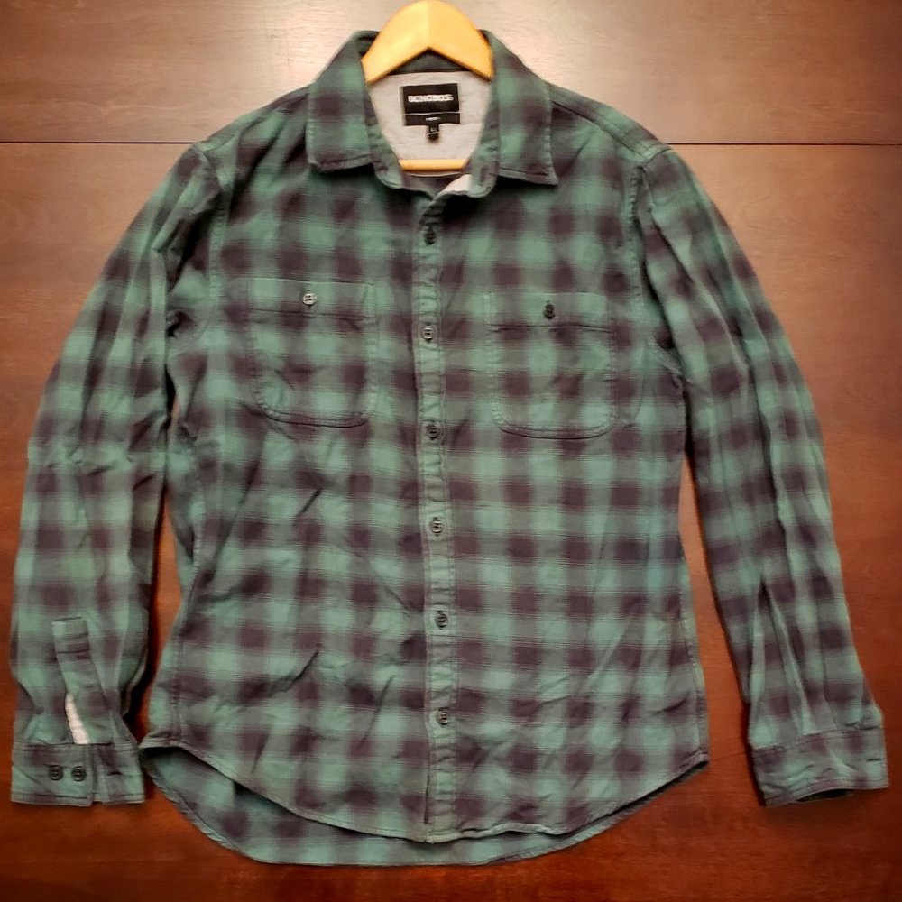 Bonobos Men's Long-Sleeved Flannel Button-Up Shirt - Green/Black - Medium